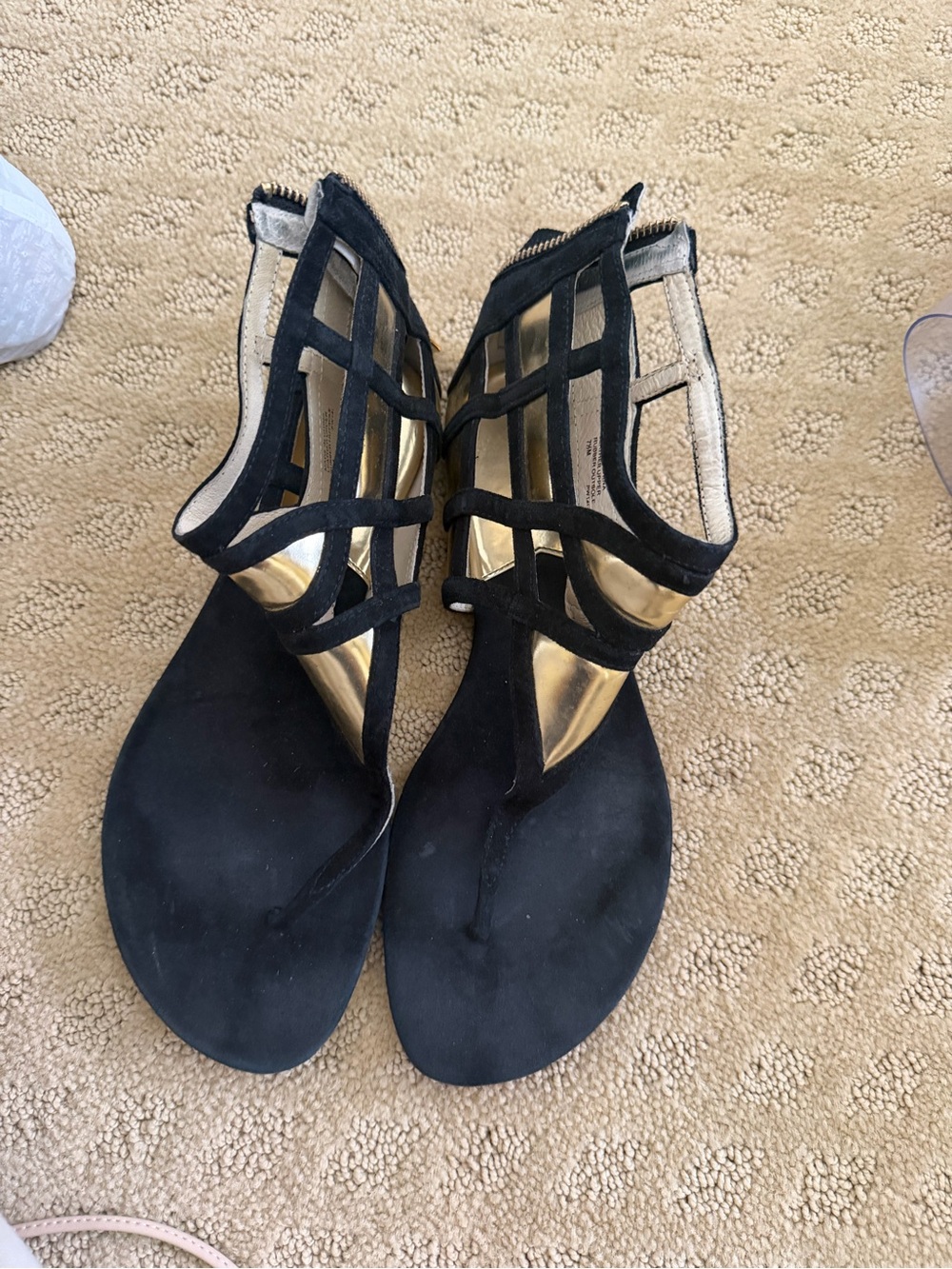 Michael Kors Black Suede Cage Sandals
